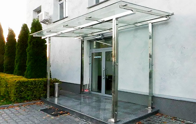 козырьки и навесы из нержавеющей стали и стекла