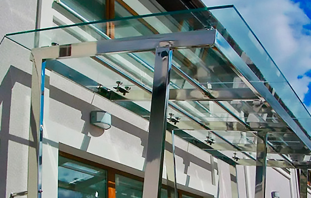 козырьки и навесы из нержавеющей стали и стекла